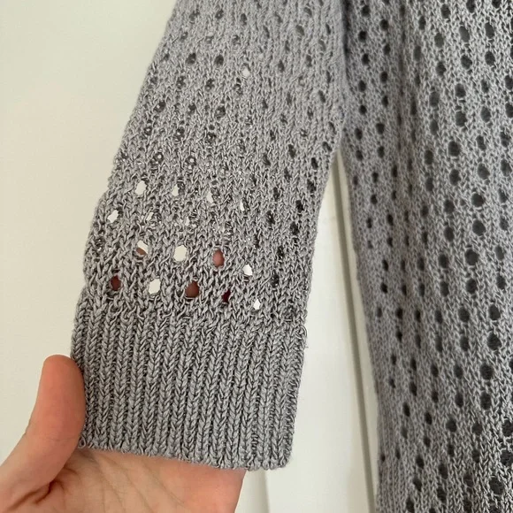 Ann Taylor Gray Shimmer Crochet Sweater - Picture 7 of 7